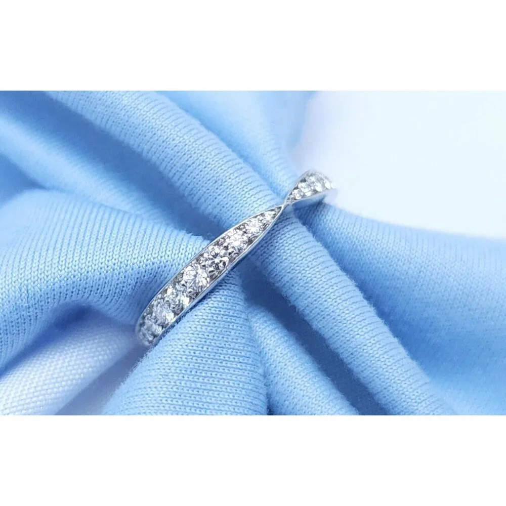 Tiffany & Co Harmony Platinum Diamond 1.8mm Wedding Band Ring - Size 4.25